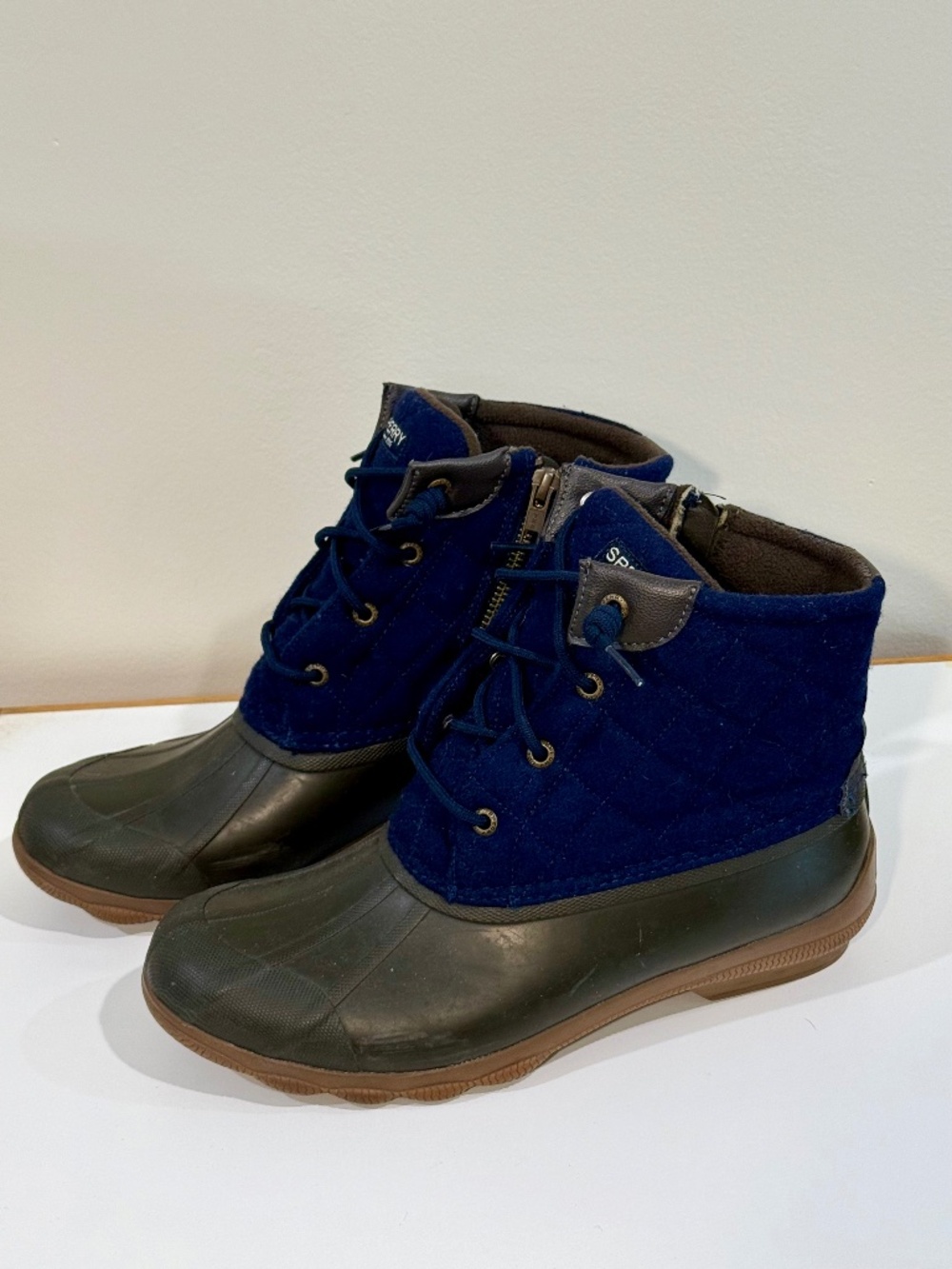 Sperry Duck Boots Navy Green Waterproof Lace-Up Boots Size 9
